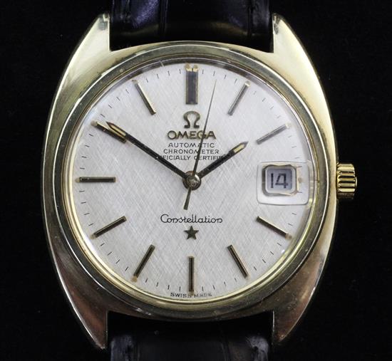 A gentlemans early 1970s steel and gold plated Omega Constellation Automatic wrist watch,